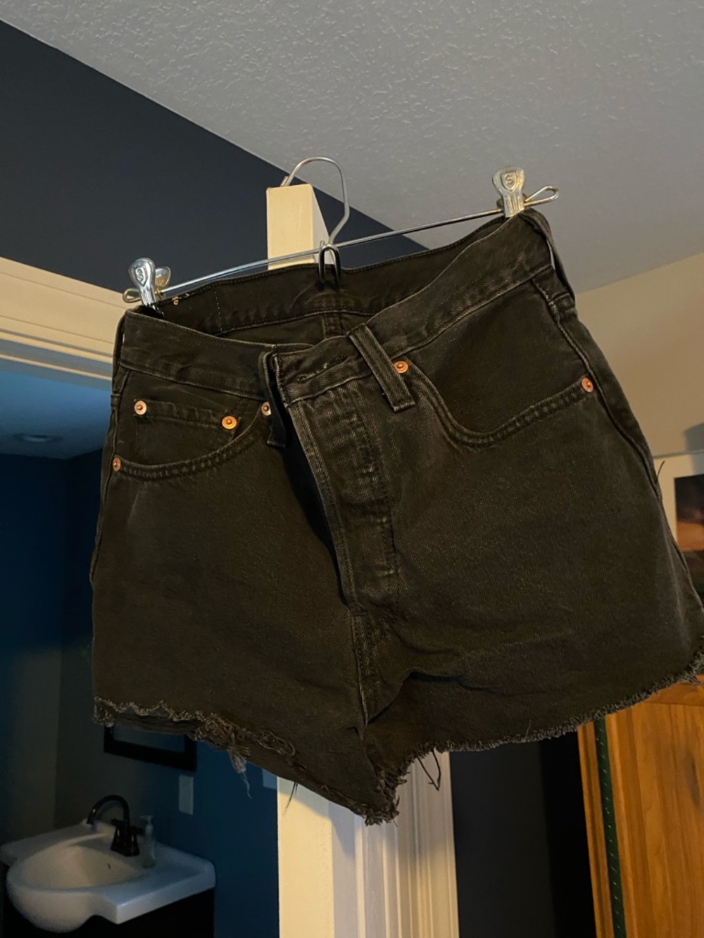 Levi's Black High-Rise Cutoff Denim Shorts